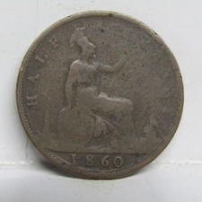 1860 Half Penny Coin Victoria