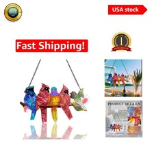 Exquisite Stained Glass Window Hanging - Vibrant Birds on Branch Decor