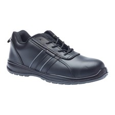 Blackrock Leather Safety Shoes, Steel Toe, Anti-Slip, Black, Size 10