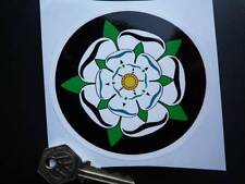 YORKSHIRE White Rose of York Sticker 100mm Alba Argent Vintage Classic Car Bike