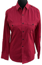 Lee Cooper Red Navy Shirt Size S Cotton long sleeved mens 