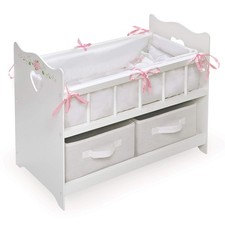 White Rose Doll Crib with