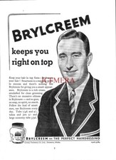 BRYLCREEM Hair Cream Dennis Compton ADVERT #3 Vintage 1950s Print Ad 675/133