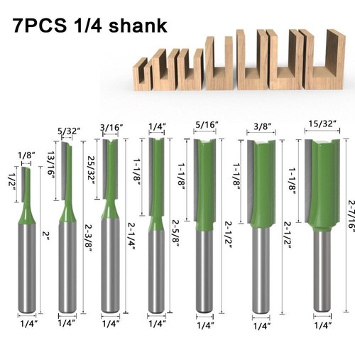 7pcs shank single double - 1/4",