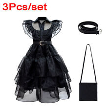 Kids Girls Halloween Cosplay Wednesday The Addams Family Costume Fancy Dress UK