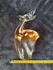 Hand-blown Art Glass Reindeer Figurine Christmas Holiday Spirit 9"