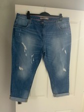 ladies Next Jeans slouch boyfit size uk 20r,lightwash turn ups,ripped ,brand new