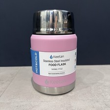 Keetan Vacuum Insulated Pink Stainless Steel Food Flask & Folding Spoon 500ml
