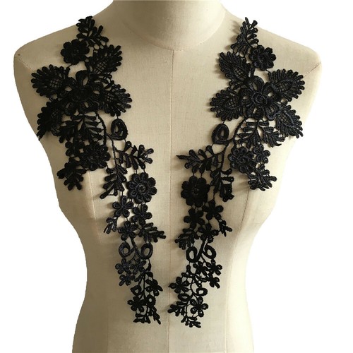 1pair black flower embroidered - 1pair,