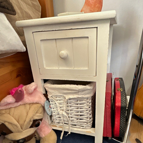 White wooden bedside table - white,