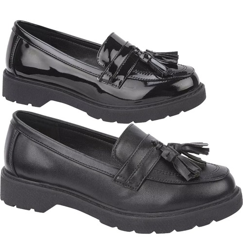 Girls black school loafers - school,