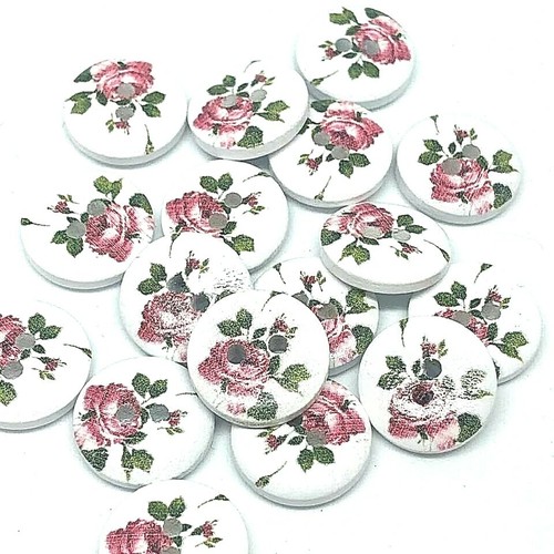 White rose buttons 15mm - x,