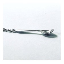 ??MINI SPOON CHAIN NECKLACE UK SELLER SILVER PLATED SALT SUGAR SPOON X 3