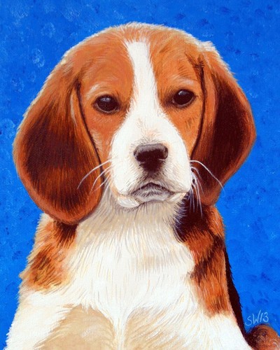 Beagle dog painting - painting, in