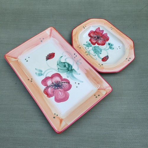 Hand painted floral serving
