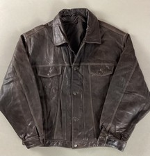Vintage leather trucker - leather,