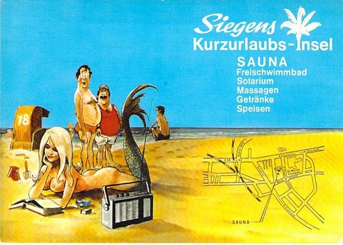 Joke postcard siegens short - siegens,