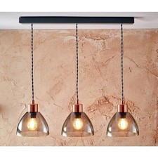 Ceiliing Light Pendant 3 Way Habitat Highland Lodge LED Grey Copper Glass E14 