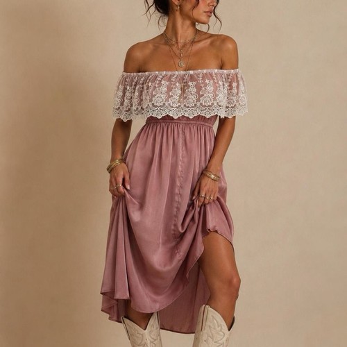 Vintage dusty rose - rose, lace