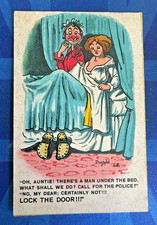 Unbranded Donald McGill Comic Postcard 1912 MAN UNDER BED LOCK THE DOOR No A 306