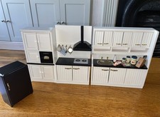 Dolls house fitted kitchen units furniture modern white 1/12th Scale job lot