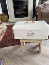 VINTAGE ENAMEL  Fresh BREAD BIN FARMHOUSE KITCHEN LARGE COUNTRY Cream