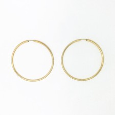 Genuine 9 Carat Yellow Gold 62mm Large Plain Hoop Earrings