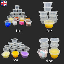 1oz 2oz 3oz 4oz Round Food Containers Plastic Clear Tubs Lids Deli Pot Sauce Dip