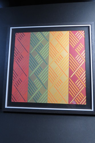 Framed geometric line painting - framed,