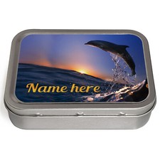 Personalised Tobacco Tin Dolphin 2oz Baccy Pill Storage Cigarette Birthday Gift
