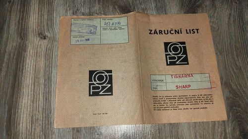 Warranty card for sharp - warranty,