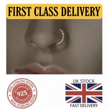 Twisted Cut 925 Sterling Silver Gold Nose Hoop Nose Ring Small Nose Hoop Helix 