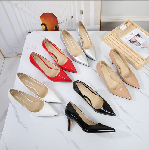 Ladies high heeled lacquered - high-heeled,