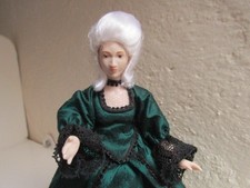 Doll House miniature Georgian lady doll in green silk by The Heritage Doll Co 