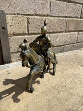 Antique / Vintage Brass Knight On Horse Back Rare Unique