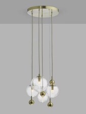 John Lewis Ripples Glass 4 Cluster Ceiling Light - Antique Brass/Clear A