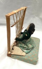 Vintage American Navajo Indian Doll Weaving a Rug at her Loom