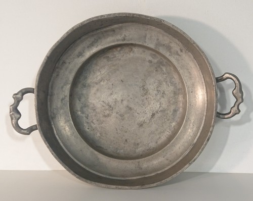 Old pewter plate warming - pewter,