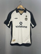 Manchester United Umbro Centenary 2001 2002 Reversible Away Shirt Gold White M