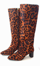 New BODEN Erica Knee High Boots - UK 6½; Eu 40 - Dark Classic Leopard £280rrp