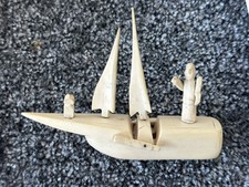 Antique Carved Scrimshaw Ship
