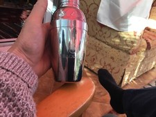 MINI STAINLESS STEEL 1/2 PINT COCKTAIL SHAKER MIXER stamped Bacardi.