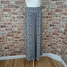 Fat Face Maxi Skirt Navy Blue White Floral Size Medium Jersey Elasticated