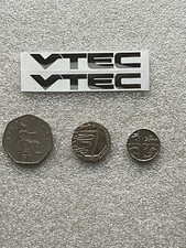 mini silver vtec nickel sticker x2   for use on honda civic  type r fn2 fk2 fk8