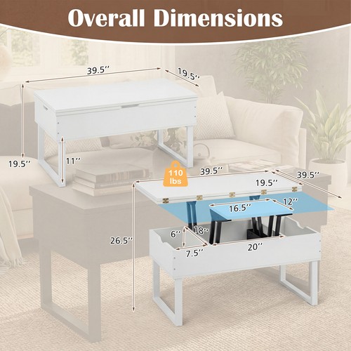 Lift top coffee table - top,