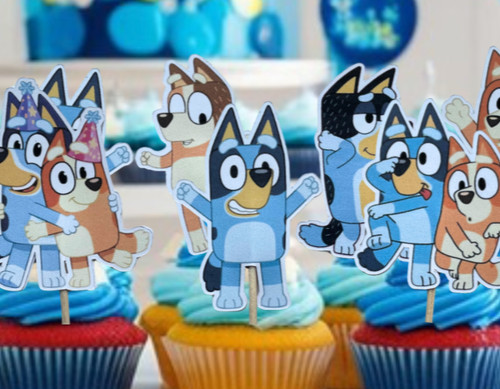 Bluey cupcake toppers double - bluey,