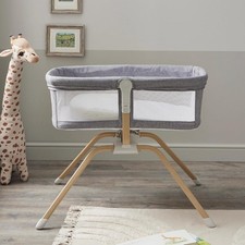 Gliding Baby Crib with Mattress Portable Lightweight Travel Bassinet Slate Grey