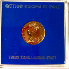 9k Gold 2001 Somalia 1000 Shilling Coin 7 Gms. Gothic Crown Rare collectable.