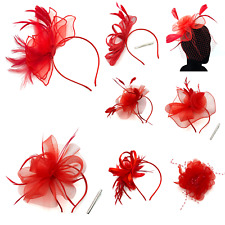 Red Fascinator for Weddings, Races, Royal Ascot Ladies Day Hat Fascinator