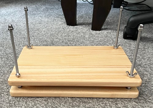 Wooden book binding press - wooden, in